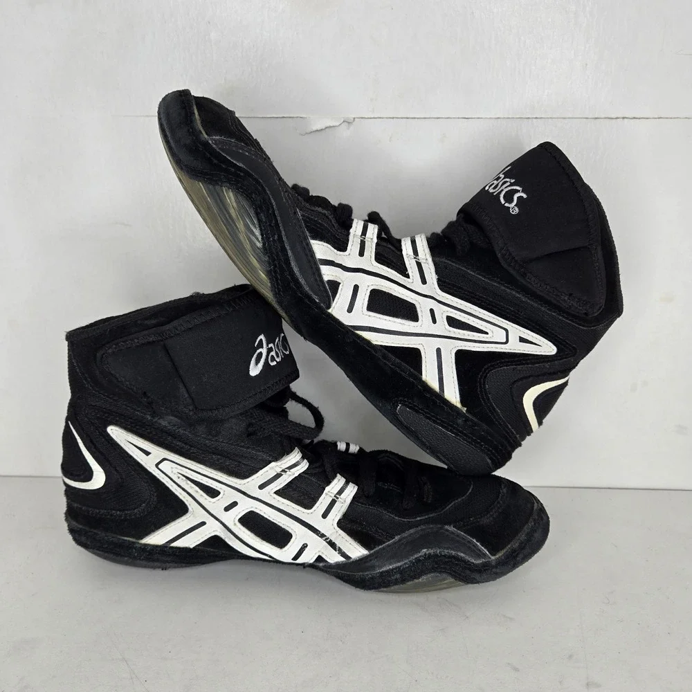 Asics Jackal Vintage Wrestling Shoes Men's Sz 8 RARE‎ P2 2003 Black Suede Boxing
